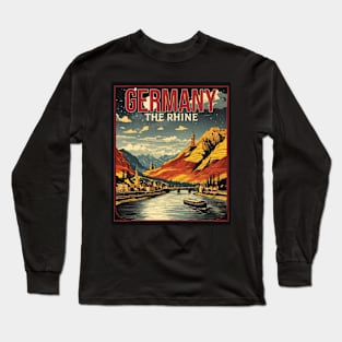 The Rhine Germany Starry Night Tourism Vintage Retro Long Sleeve T-Shirt